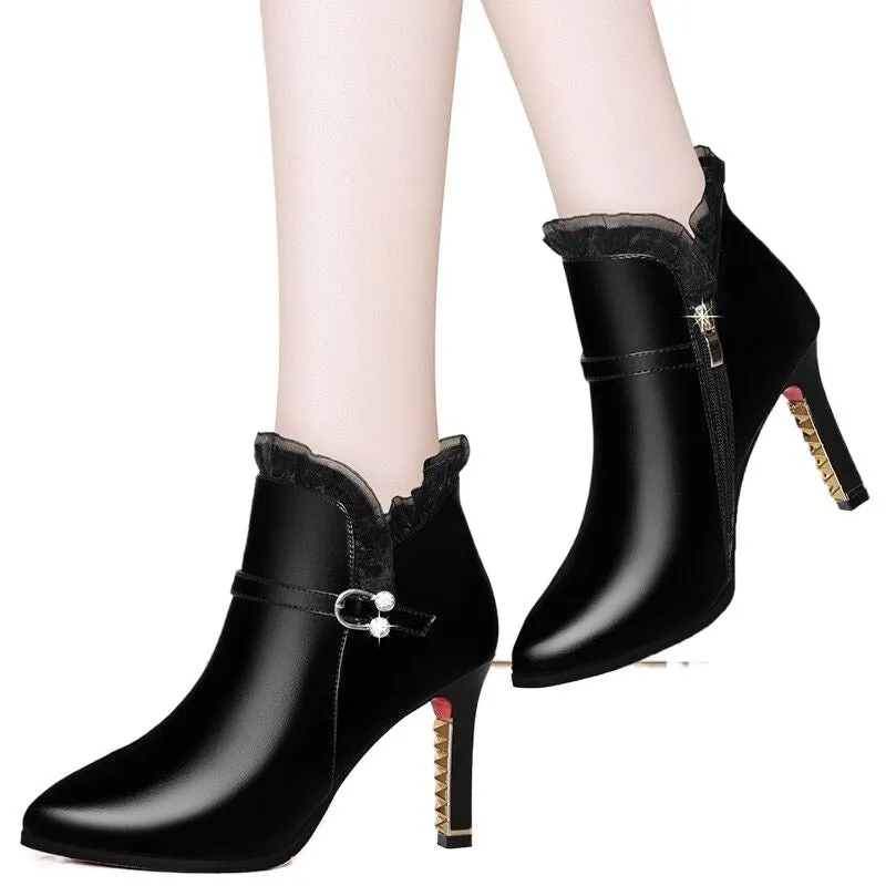 Stiletto High Heel Boots with Side Zipper