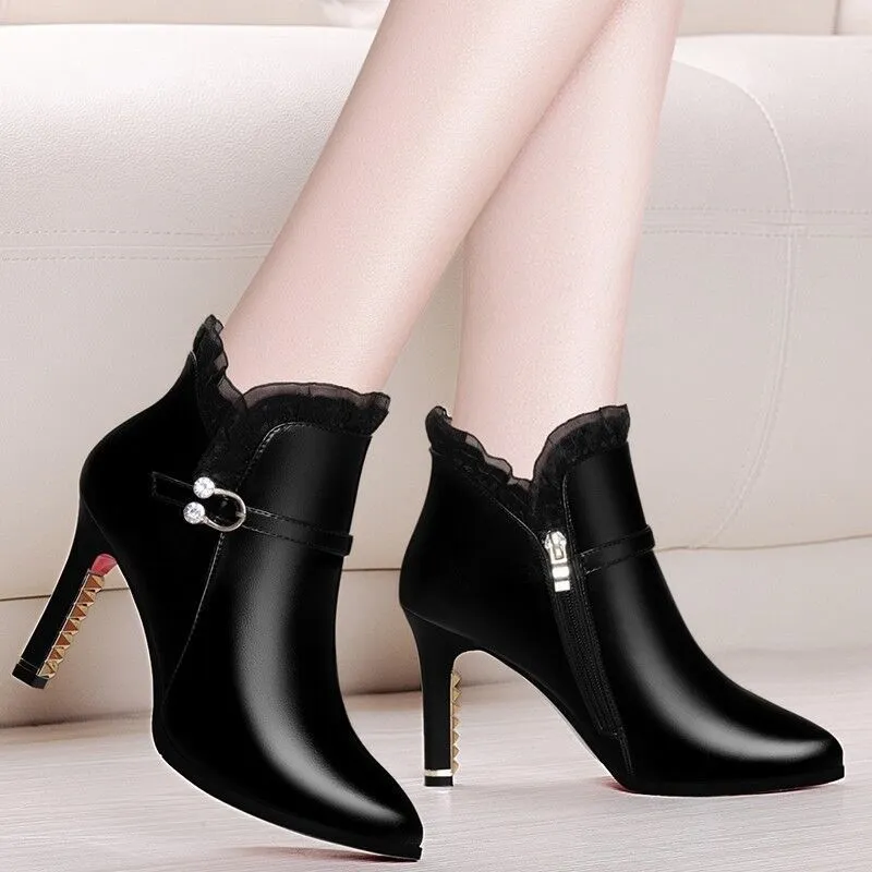 Stiletto High Heel Boots with Side Zipper