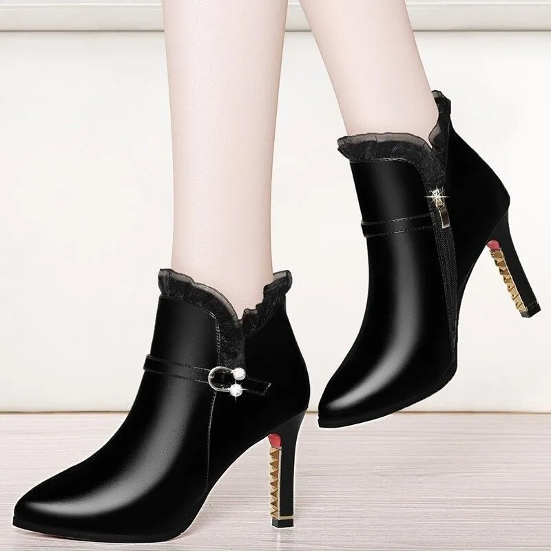 Stiletto High Heel Boots with Side Zipper