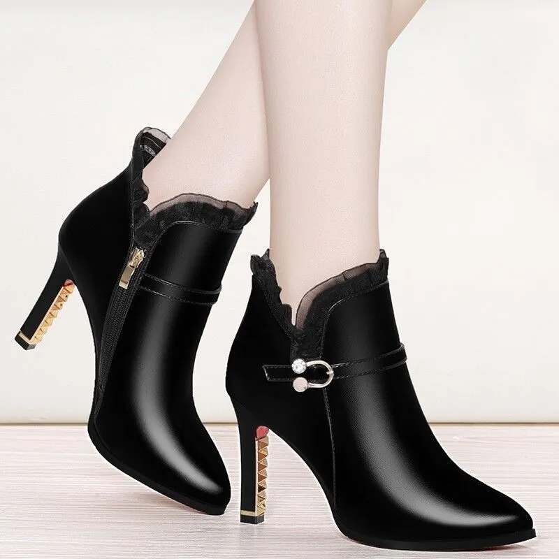 Stiletto High Heel Boots with Side Zipper