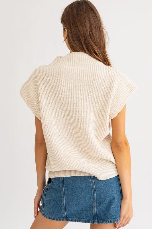 Turtle Neck Power Shoulder Sweater