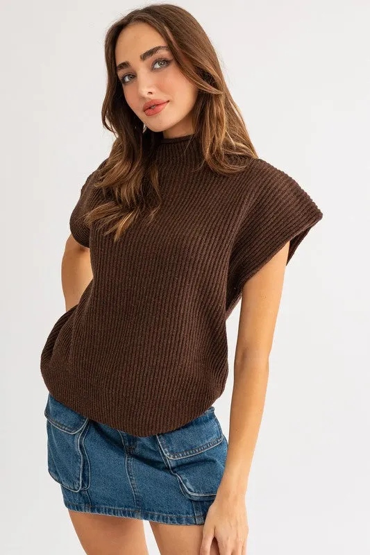 Turtle Neck Power Shoulder Sweater