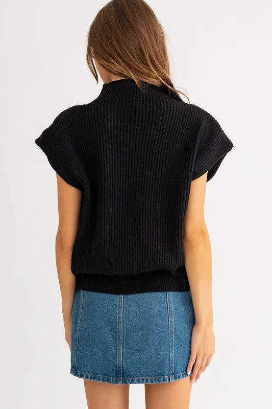 Turtle Neck Power Shoulder Sweater