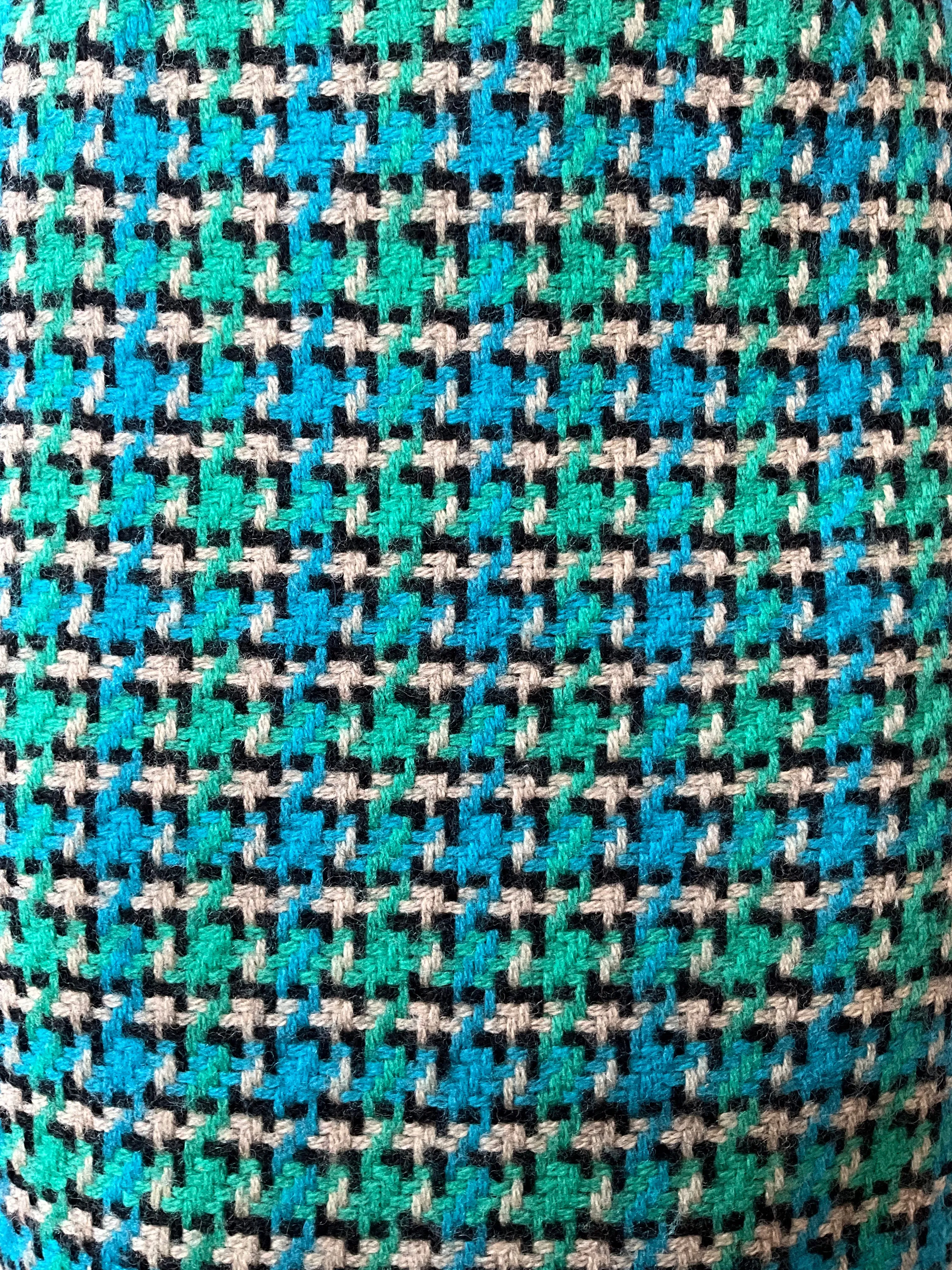 Vintage 1960s Green Blue Tweed Pencil Skirt, XS