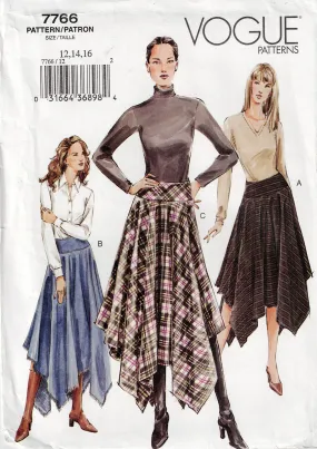 Vogue 7766 Womens Handkerchief Hem Skirts Out Of Print Sewing Pattern Size 12 - 16 UNCUT Factory Folded