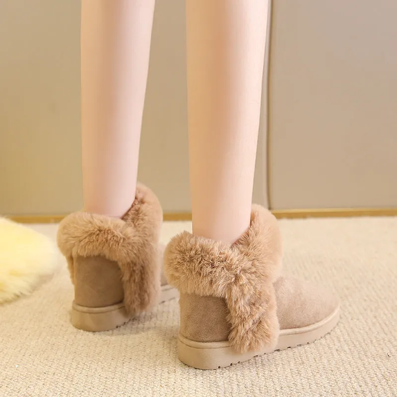 Warm Slip On Fluffy Platform Fleece Ankle Boots