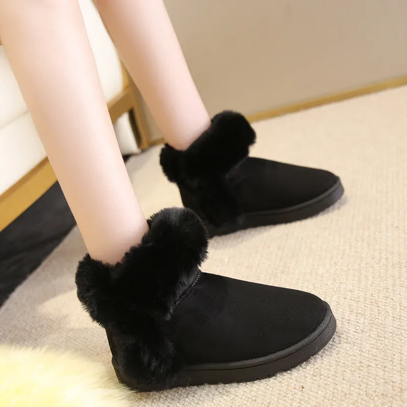 Warm Slip On Fluffy Platform Fleece Ankle Boots