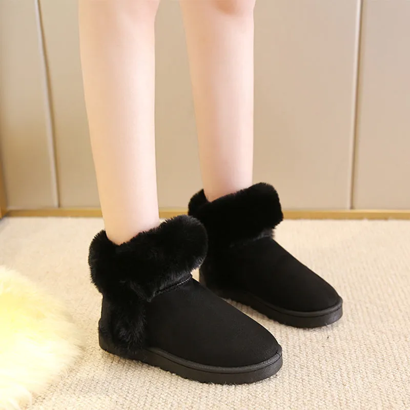 Warm Slip On Fluffy Platform Fleece Ankle Boots