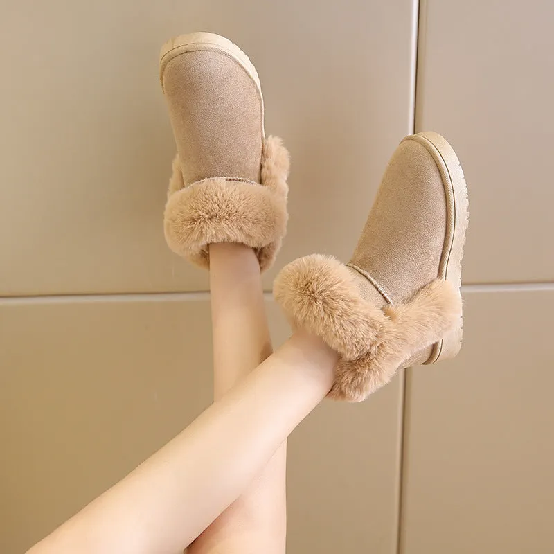 Warm Slip On Fluffy Platform Fleece Ankle Boots