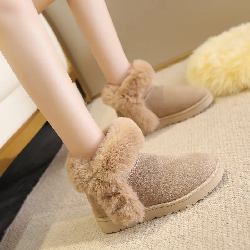 Warm Slip On Fluffy Platform Fleece Ankle Boots