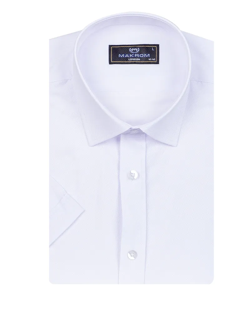 White Classic Twill Short Sleeve Shirt