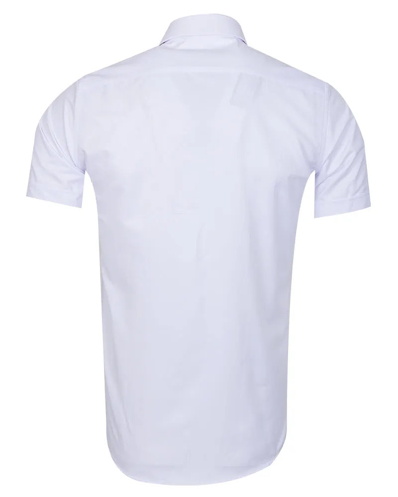 White Classic Twill Short Sleeve Shirt