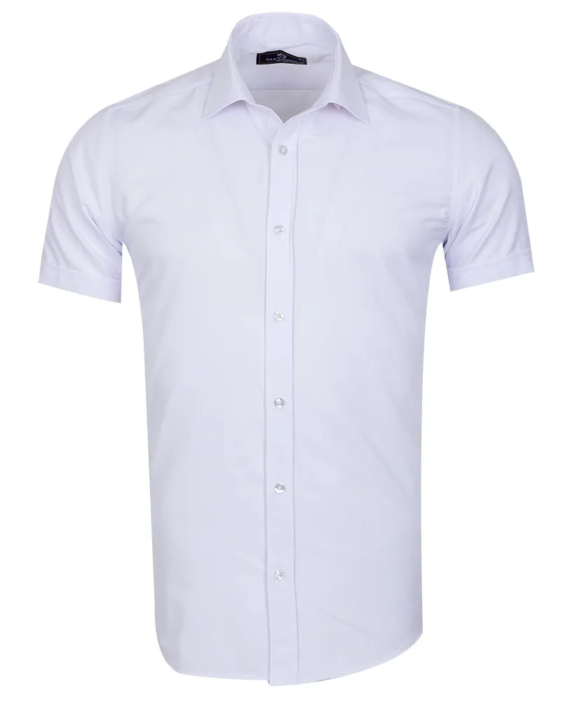 White Classic Twill Short Sleeve Shirt