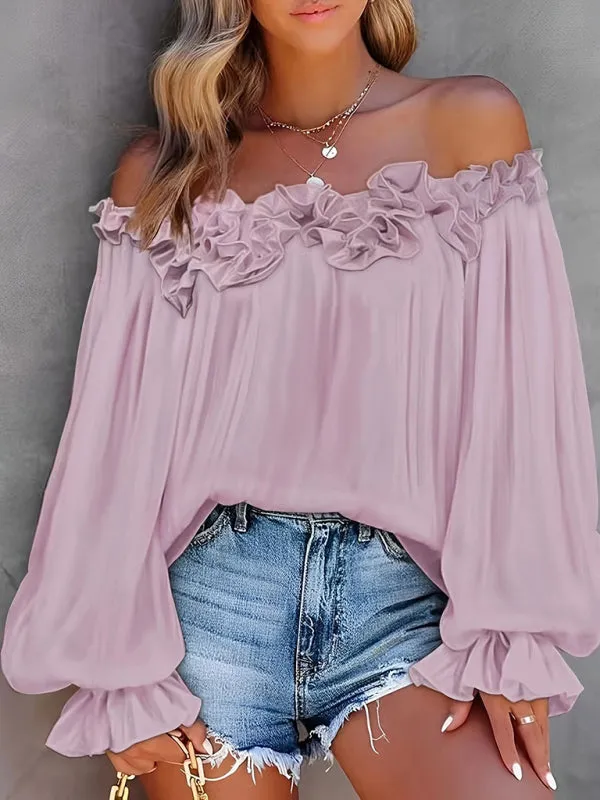 Women's Casual Off-Shoulder Blouse Plus Size Tops