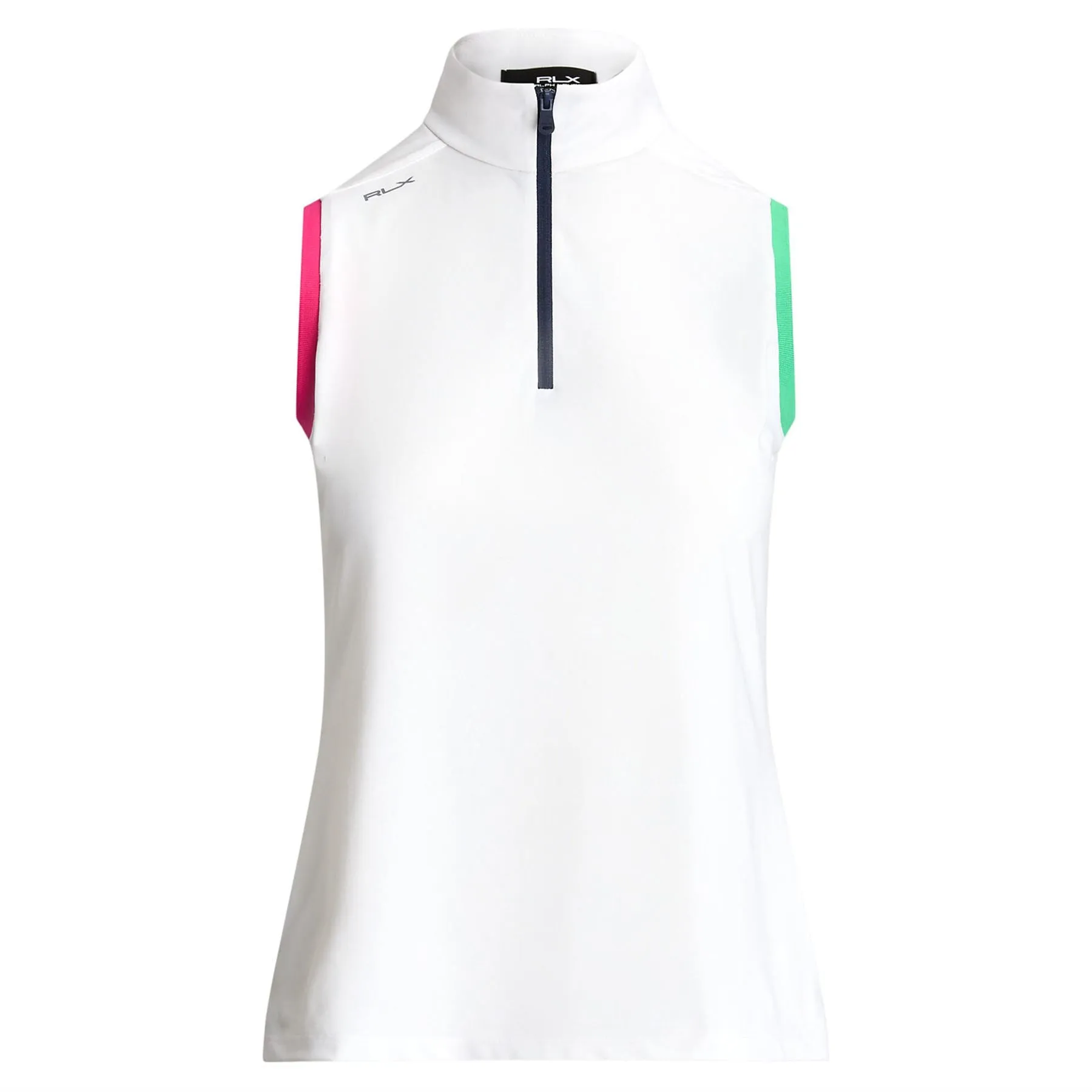 Womens Tri Quarter Zip Pullover Ceramic White/Bright Pink/Vineyard Green/Refined Navy - SS24