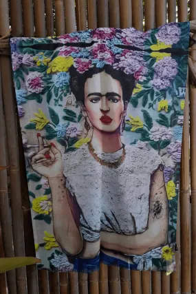 Zura Frida Kahlo 100% Cotton  Scarf  - Smoking